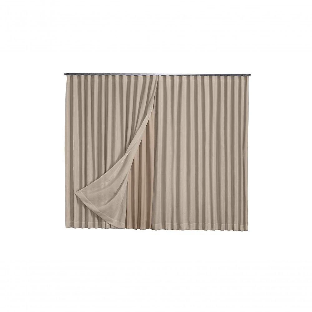 Cortina Microfibra Com Linho 4,00x2,80 Para Trilho Duplo avelã