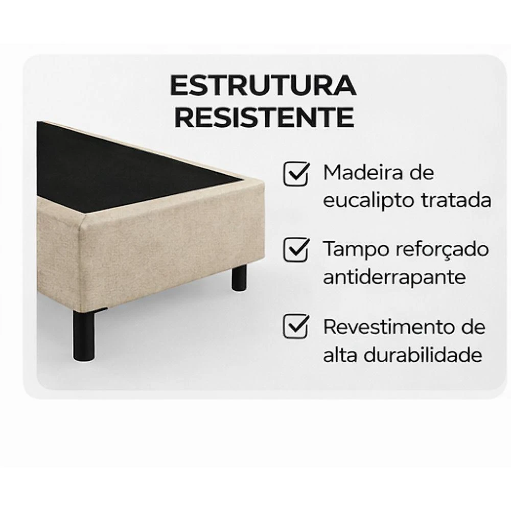 Base Cama Box Casal Corino (88x188) Reforçada - Preto