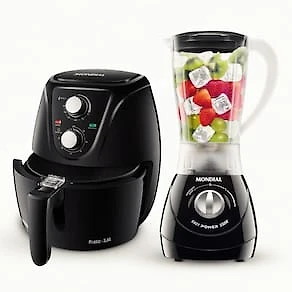 Fritadeira Elétrica Sem Óleo Air Fryer Mondial AF-36-FB 3,6L - Preto + Liquidificador Mondial Turbo Power L-99 FB 500W com 3 Velocidades - Preto