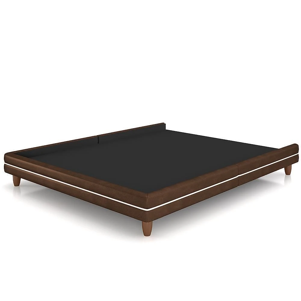 Cama Casal Base Box Pés Madeira 160cm Suném P05 Couríssimo Marrom - Lyam Decor