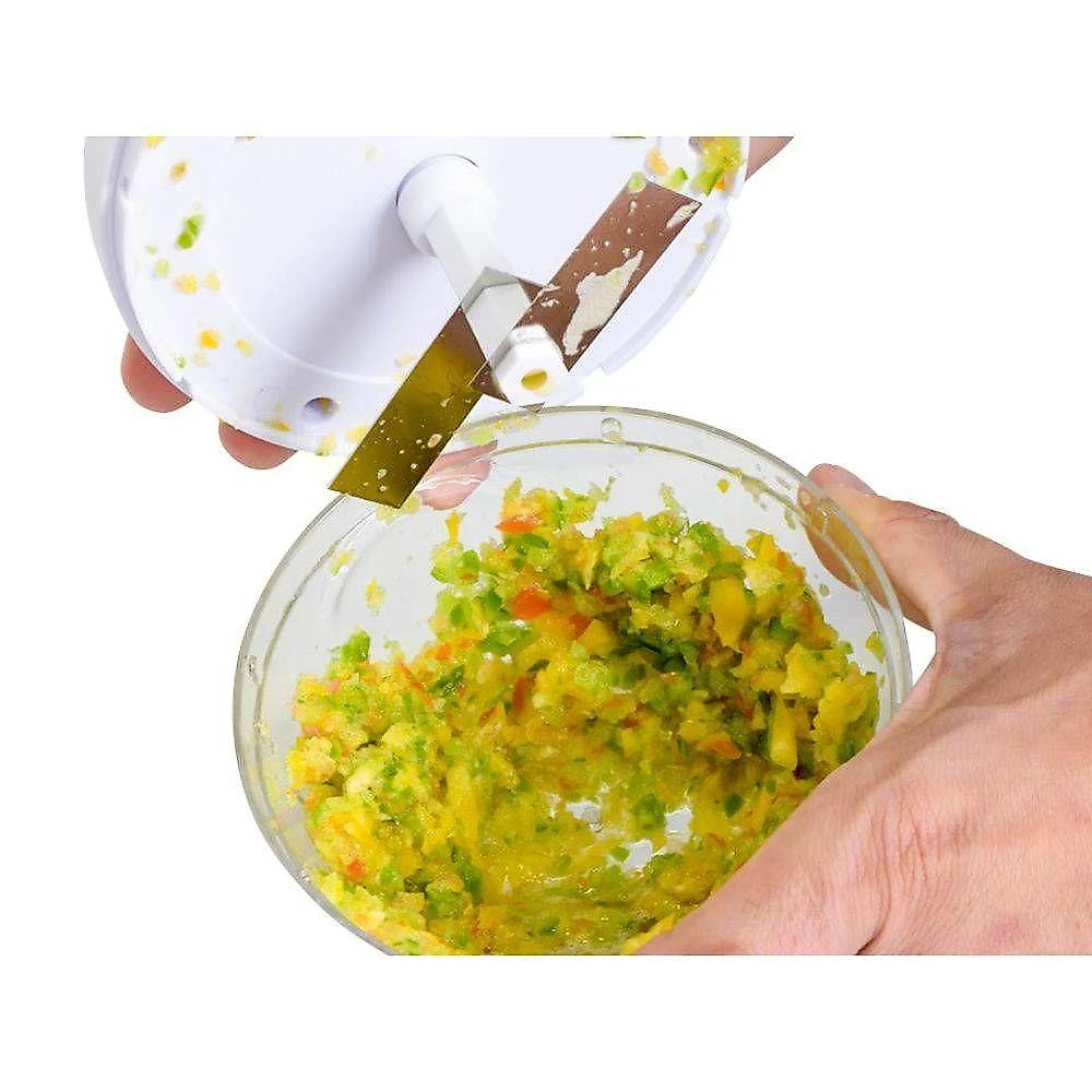 Triturador e Processador de Alimentos Manual Portátil com Lâminas em Aço Inoxidável Base