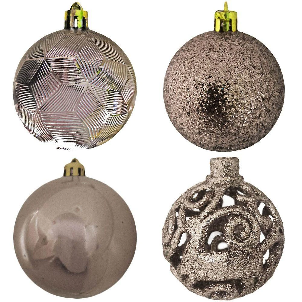 Bola De Natal Rose Gold Misto 6cm - 9 Unidades