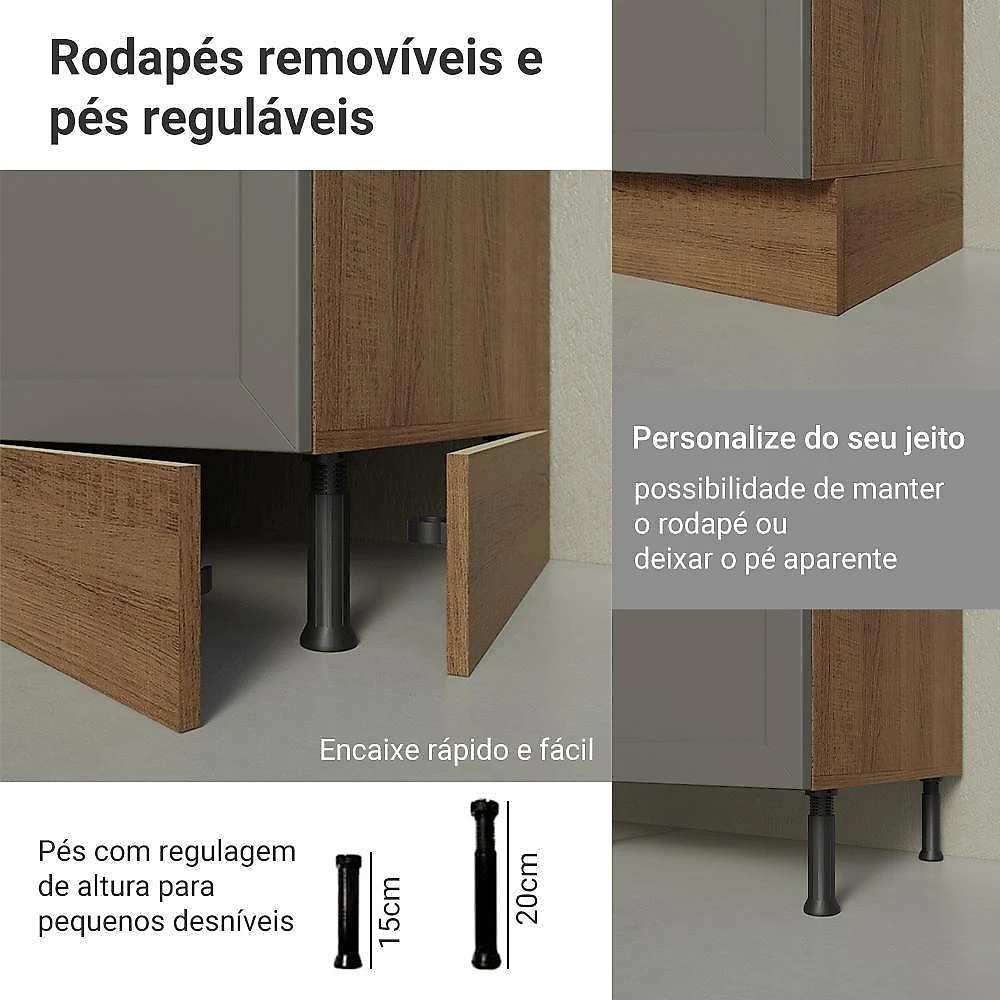 Balcão De Cozinha 40 Cm 1 Porta Rustic/cinza Vik Madesa Rustic/cinza