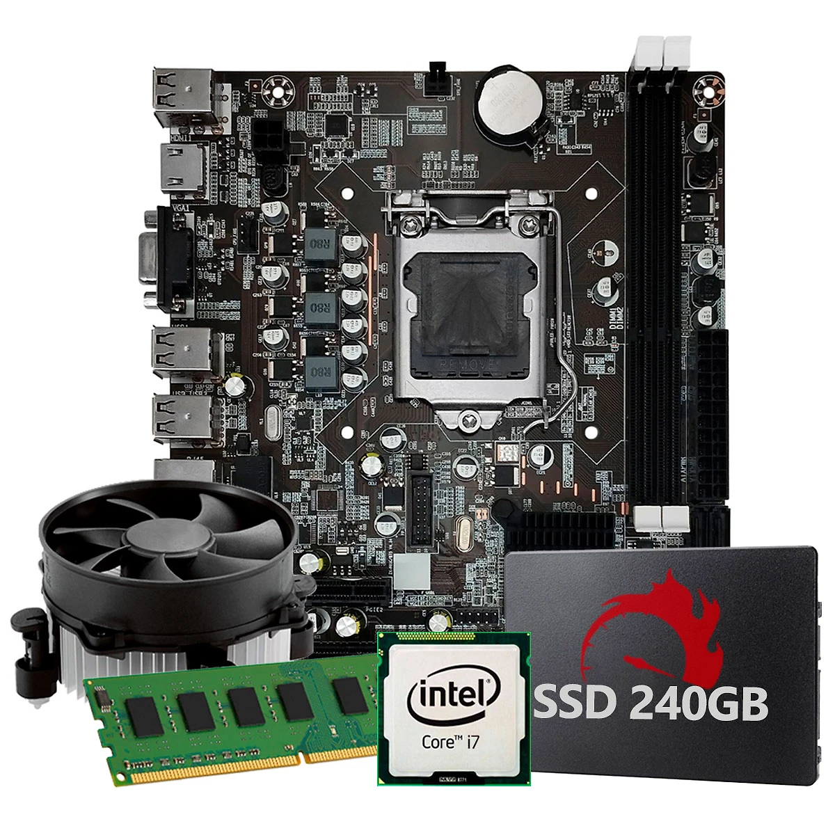 Kit Upgrade Intel Core I7 2ª Geração, 8GB RAM, SSD 240GB, Conexões USB/VGA/HDMI/LAN/SOM