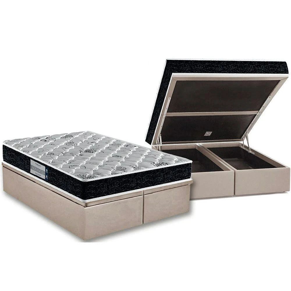 Cama Box Baú Queen: Colchão Probel D45 / Ep Prodormir Tech2000 + Base Clean(158X198)