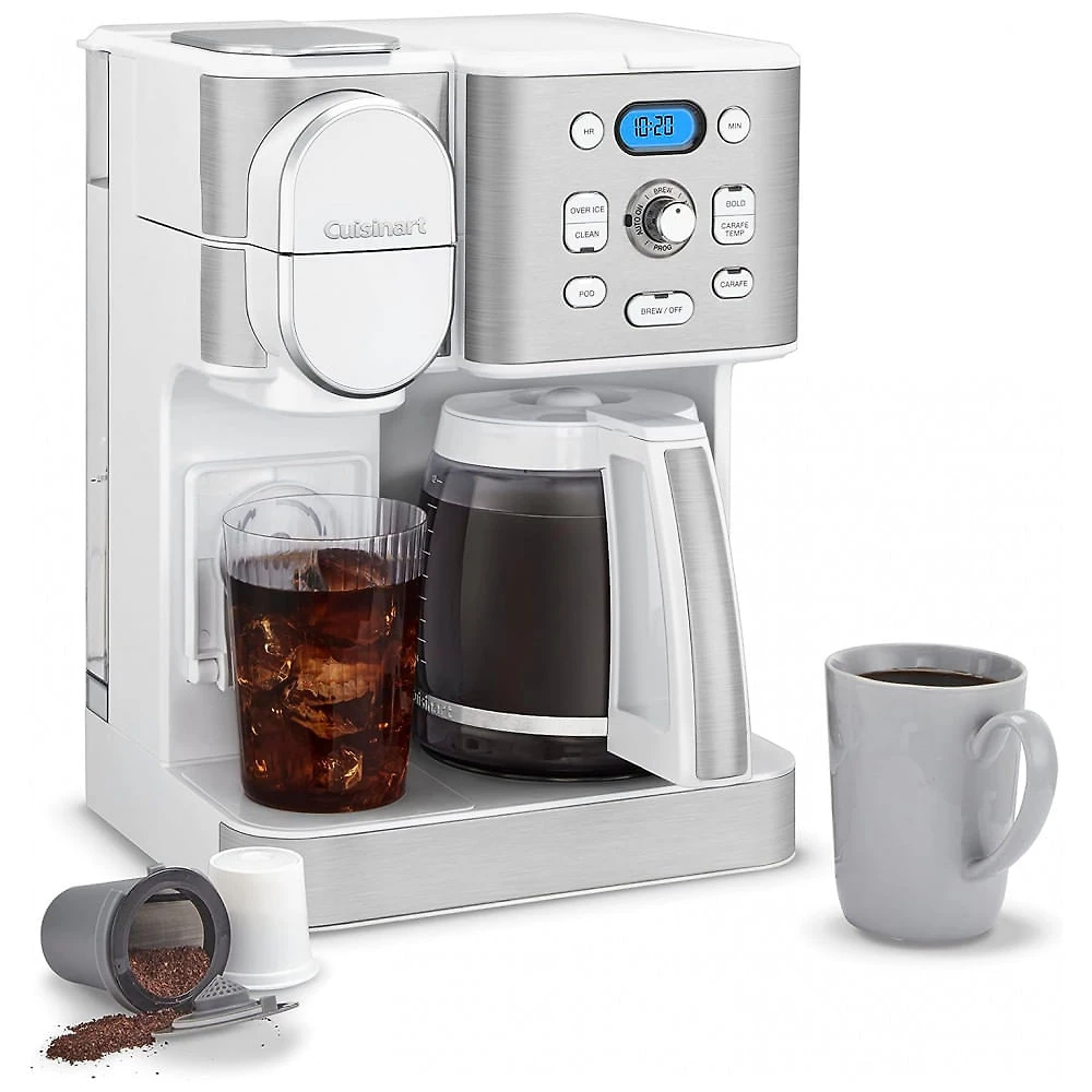 Cafeteira Programável 1 Litro em Aço Inoxidável com Painel Digital, 110V 800W, Cuisinart, Branca