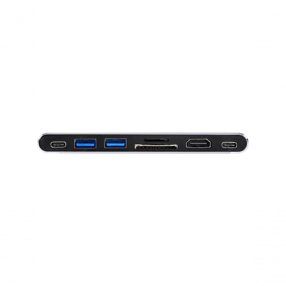 Hub USB Tipo C HC-72 7 em 2 com 2 USB 3.0 HDMI 4K Leitor SD TF Thunderbolt 3 Power Delivery 60W