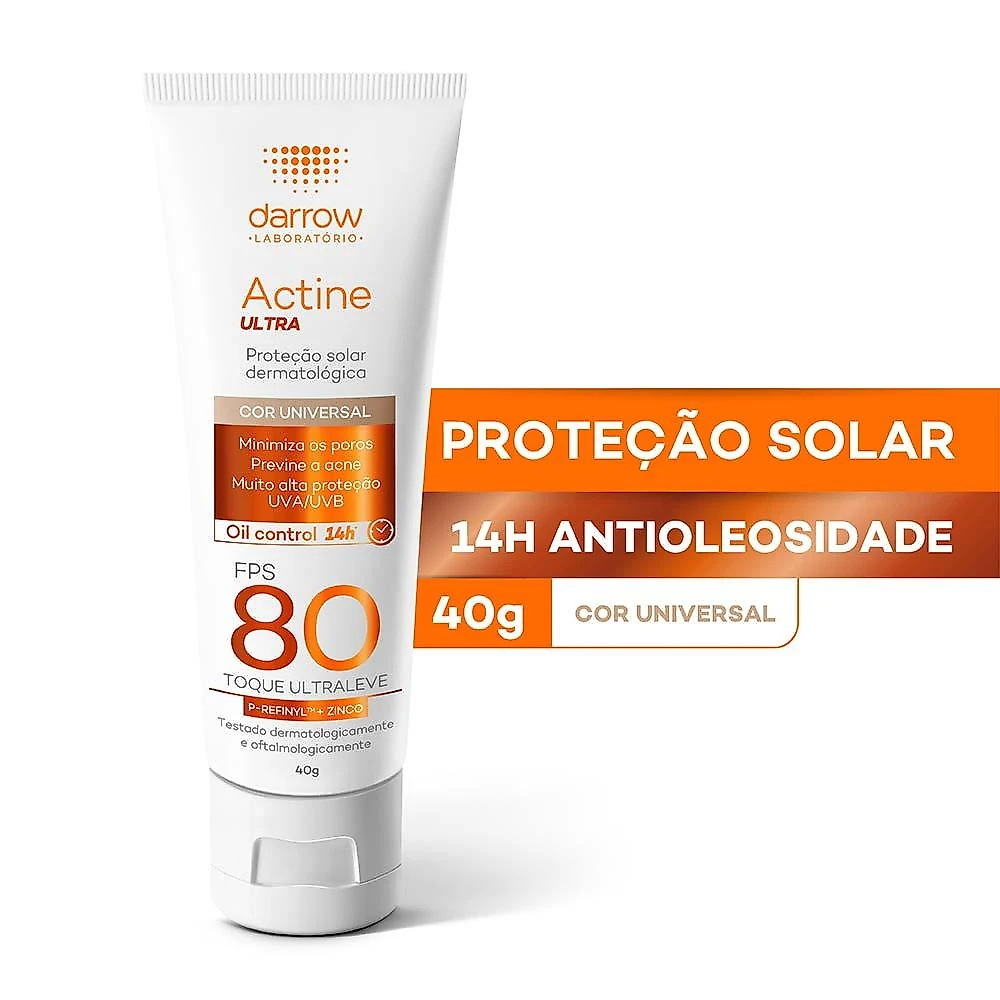 Protetor solar com cor darrow actine solar fps 80 40g