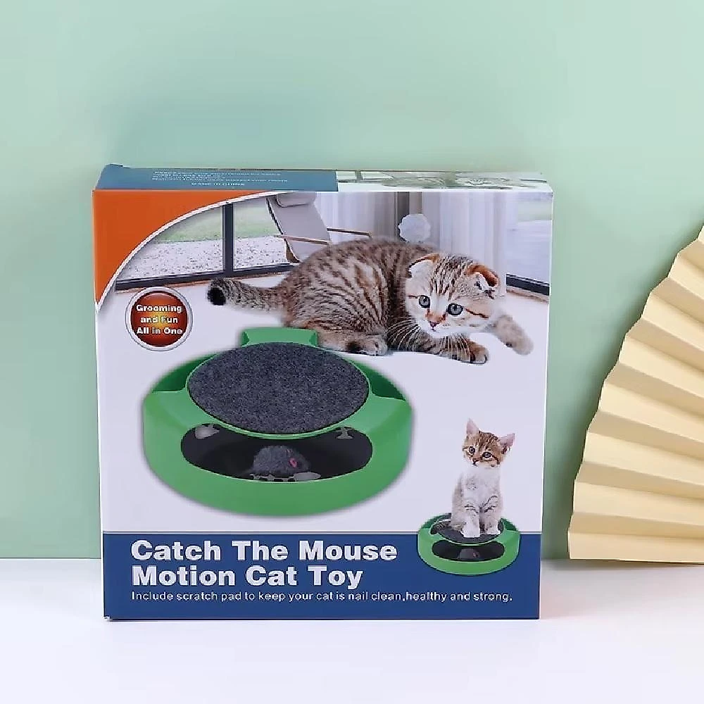Brinquedo Interativo Para Gatos Arranhador E Rato Giratório