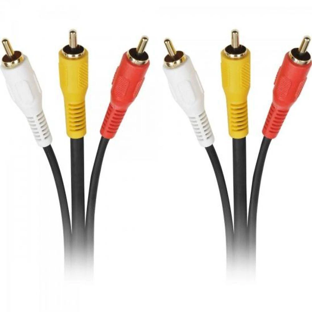 Cabo 3 Rca Macho X 3 Rca Macho Com Coaxial 1,8M Cbrc0020 Preto Storm - Pct - 10