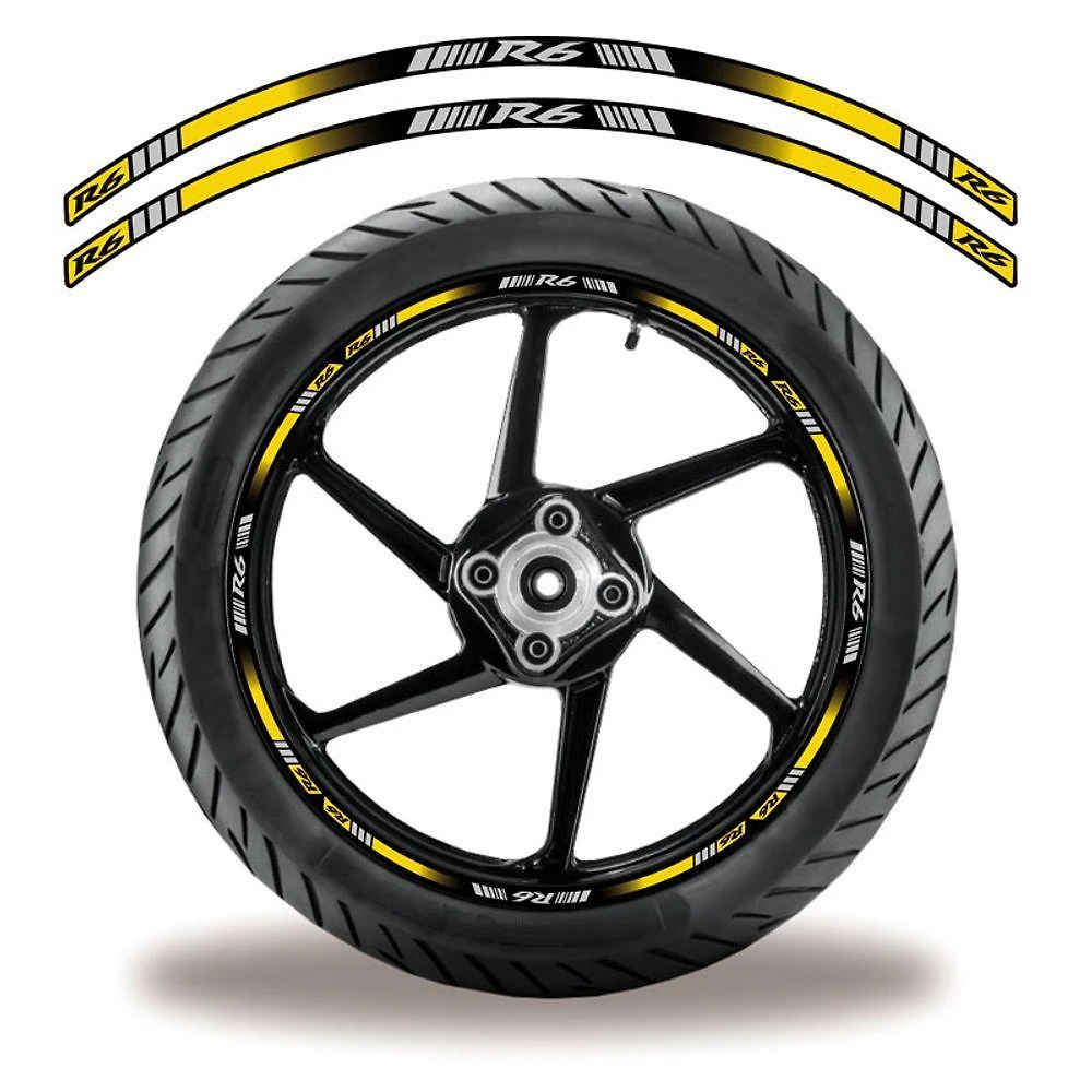 Friso De Roda Adesivo Refletivo Yamaha R6 Amarelo E Branco Cor Amarelo