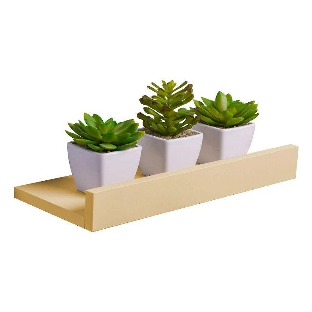 Prateleira Porta Quadros 40X10CM MDP Suporte Invisível Moderno Sala Bege Claro Mercado