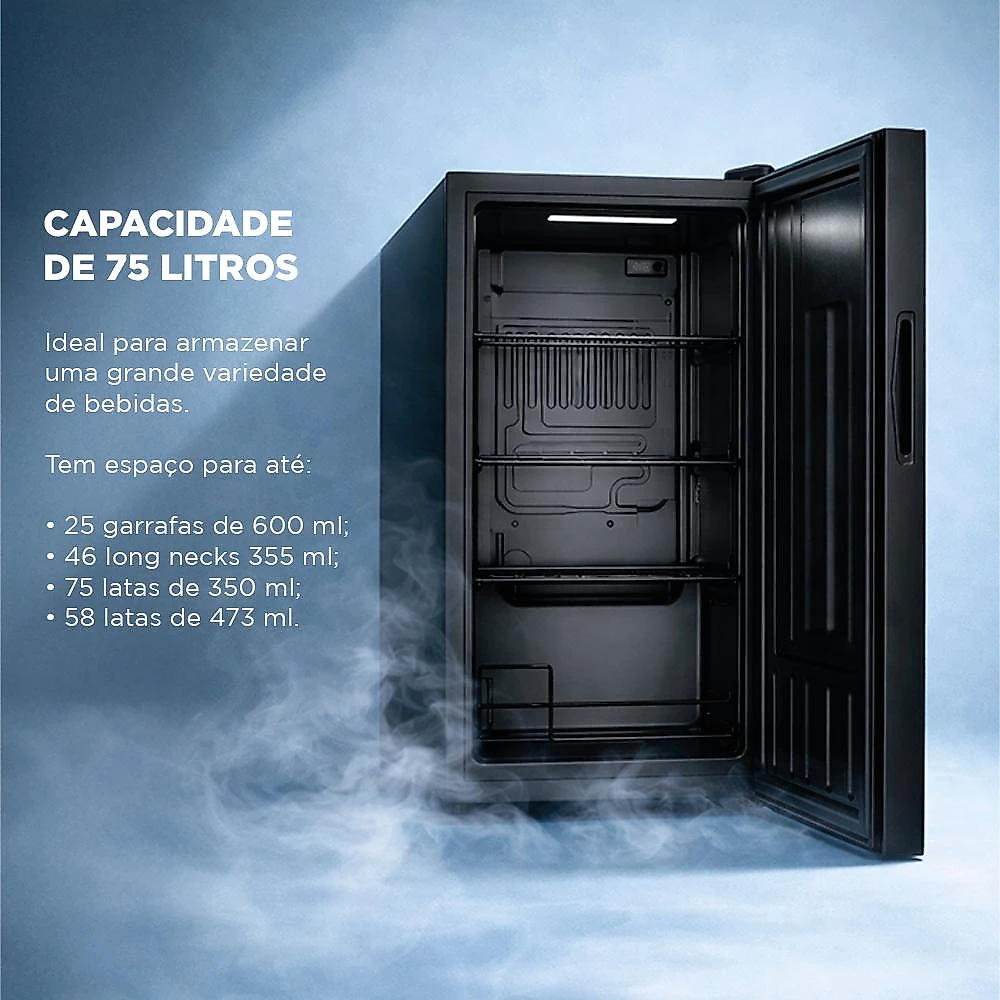 Cervejeira EOS Bierhaus 76 Litros Frost Free com Compressor Black Glass ECE90 220V
