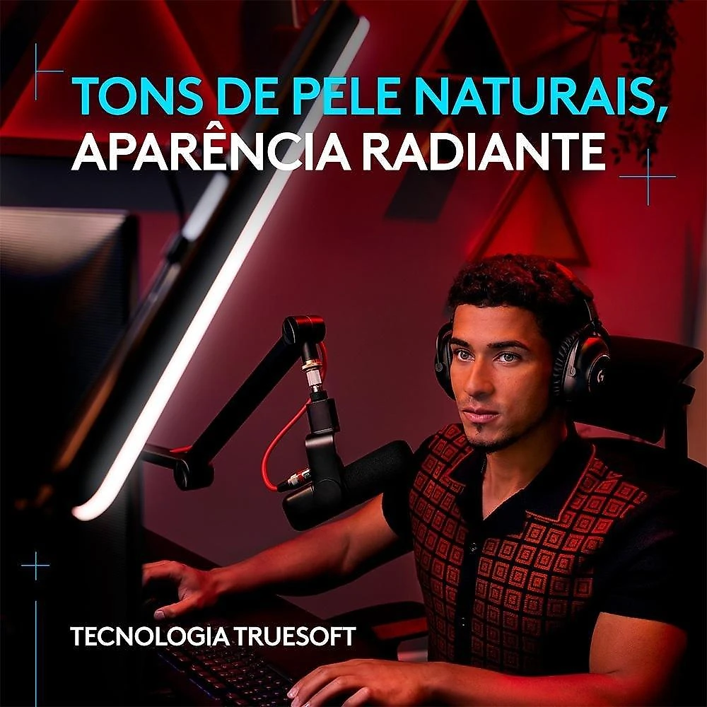 Iluminação de LED Premium para Streaming Logitech G Litra Beam com Tecnologia TrueSoft e Conexão USB Plug and Play - 946-000032