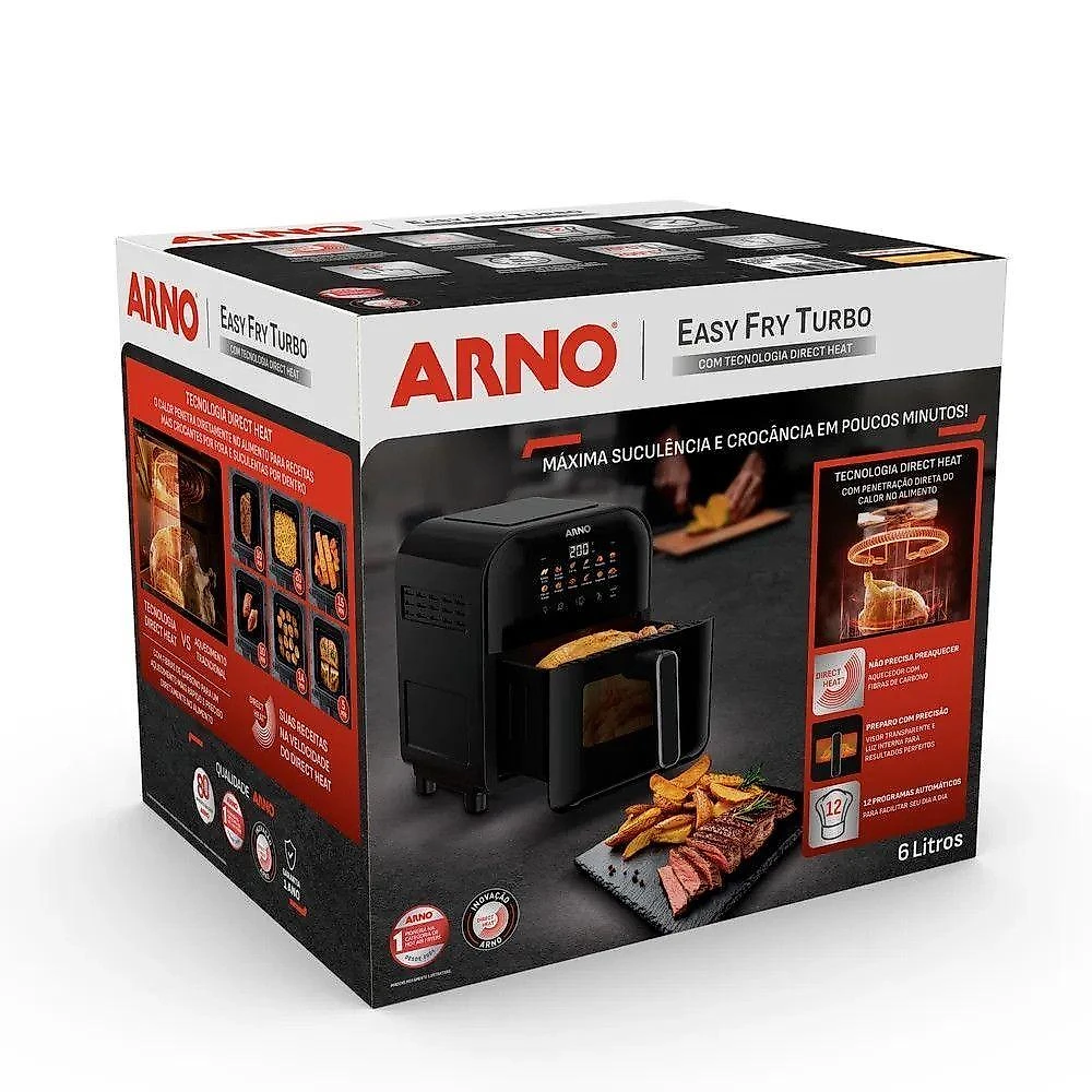Fritadeira Air Fryer Easy Fry Turbo Afi6 1735w 6 Litros Arno Preto 220V