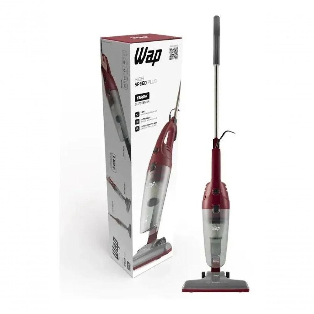 Aspirador de Pó Vertical WAP High Speed Plus 1350W 0,6L 3 em 1 Preto 110V