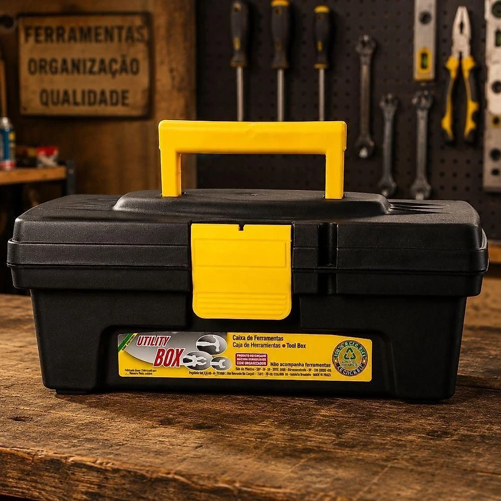 Caixa de Ferramentas CF-40 Plástica com Trava Alça 30cm Preta Yeet