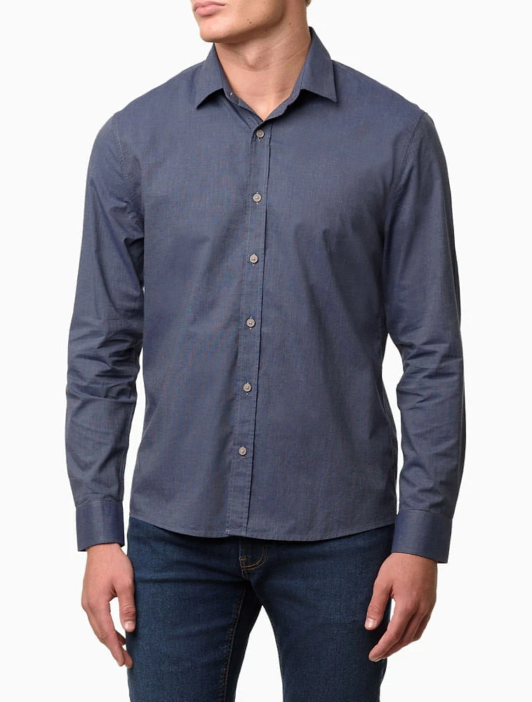 Camisa Manga Longa Calvin Klein Jeans Regular Fil a Fil - Preto