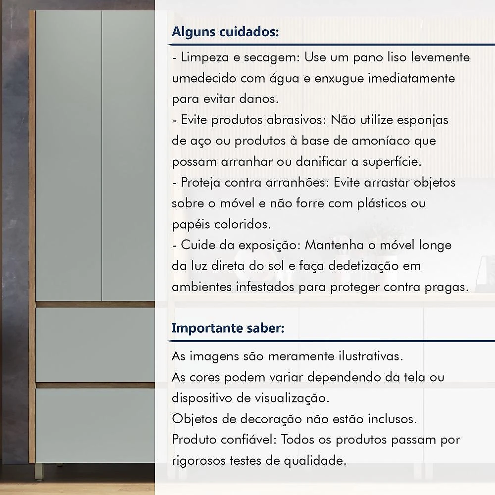 Paneleiro 2 Portas 2 Gavetas 70Cm  100% Mdf Rainha Nature/Verde