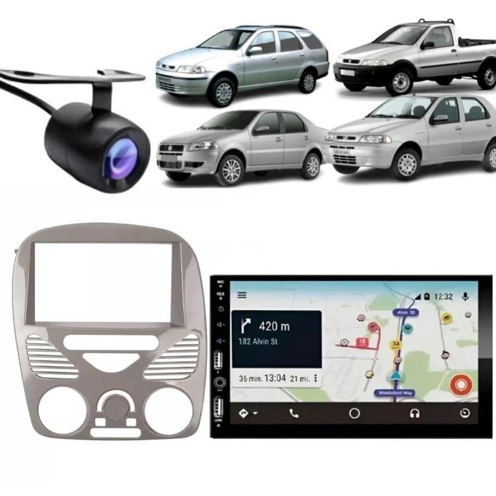 Central Multimídia Automotiva Weekend G3 2DIN com Bluetooth Cinza Brilhante com Câmera de Ré