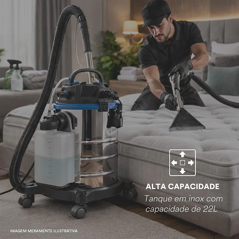 Extratora de Sujeira EOS 22 litros 4 em 1 Carpet Cleaner Inox 1300W EAI2200 110V