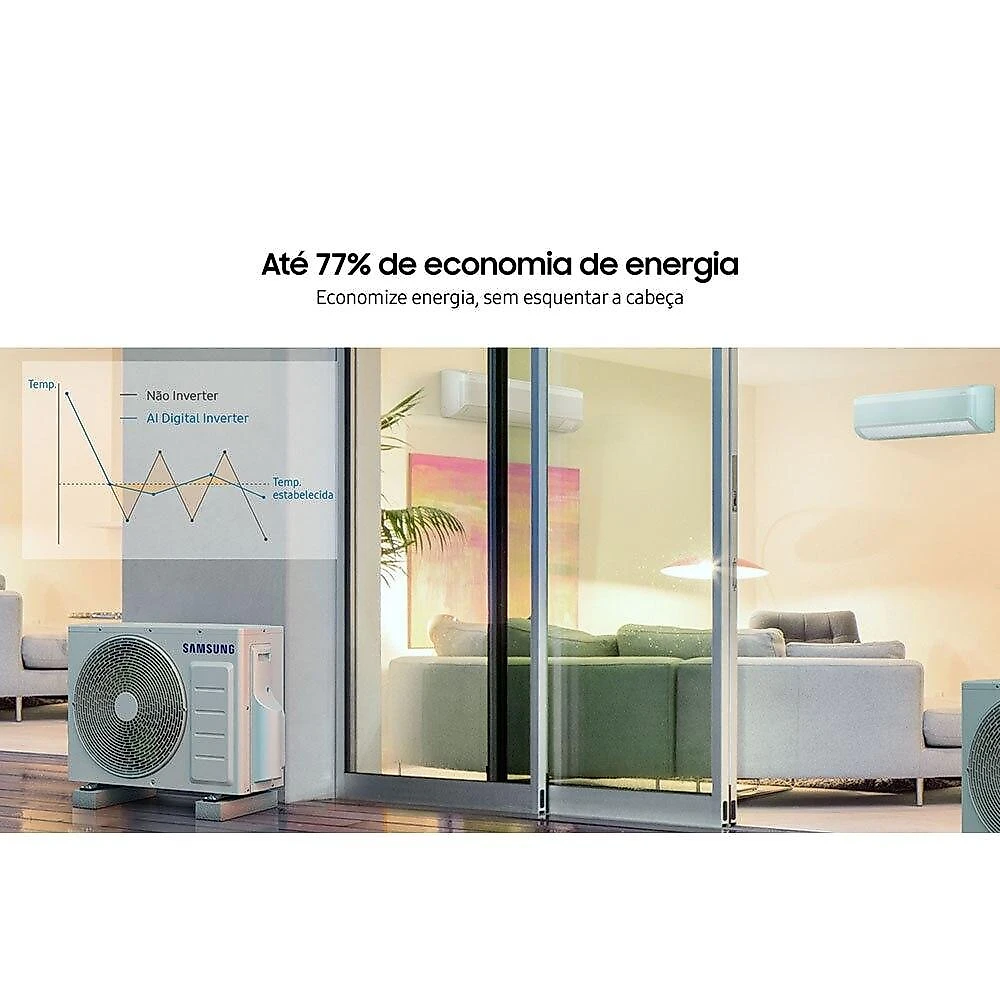Ar-Condicionado Split Inverter 18000 BTUs Samsung WindFree AI Wi-Fi High Wall Quente e Frio AR60F18C1AWNAZ/AR60F18C1AWXAZ 220V