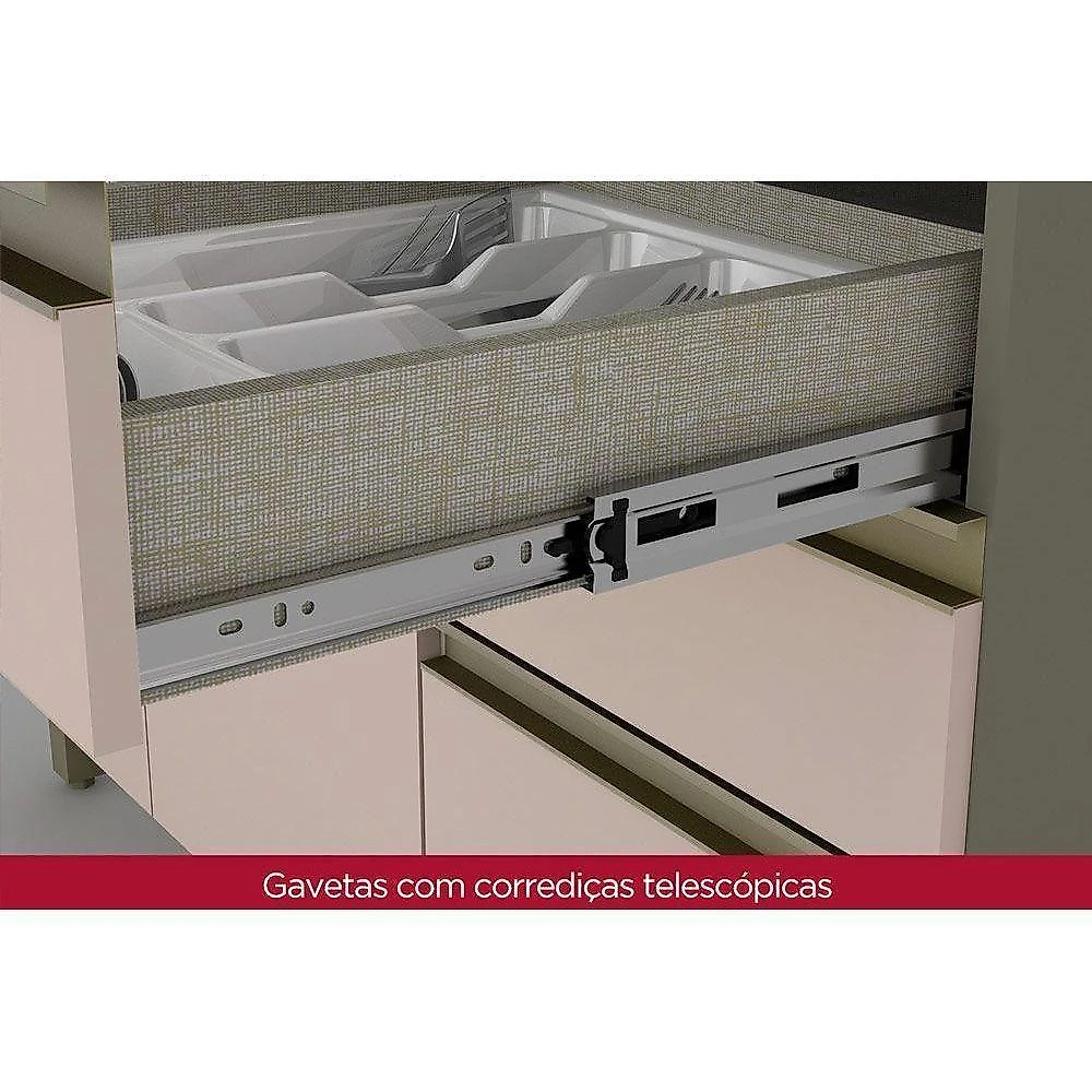 Cozinha Completa Connect C15P02 3 Portas 2 Gavetas MDF 120CM Amarelo com Cristal