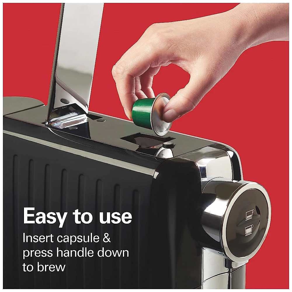 Máquina de Café Expresso 19 Bar 650 mL para Cápsulas Nespresso, 110V 1050W, Hamilton Beach, Preta