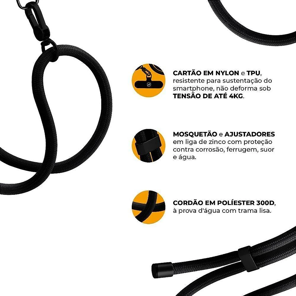 Cordão Phone Strap Armor - Preto - Gshield