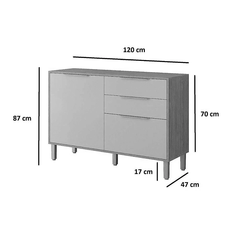 Kit Cozinha Divina C3P57 4 Portas 2 Gavetas MDF 120CM Cinza e Marrom MGM