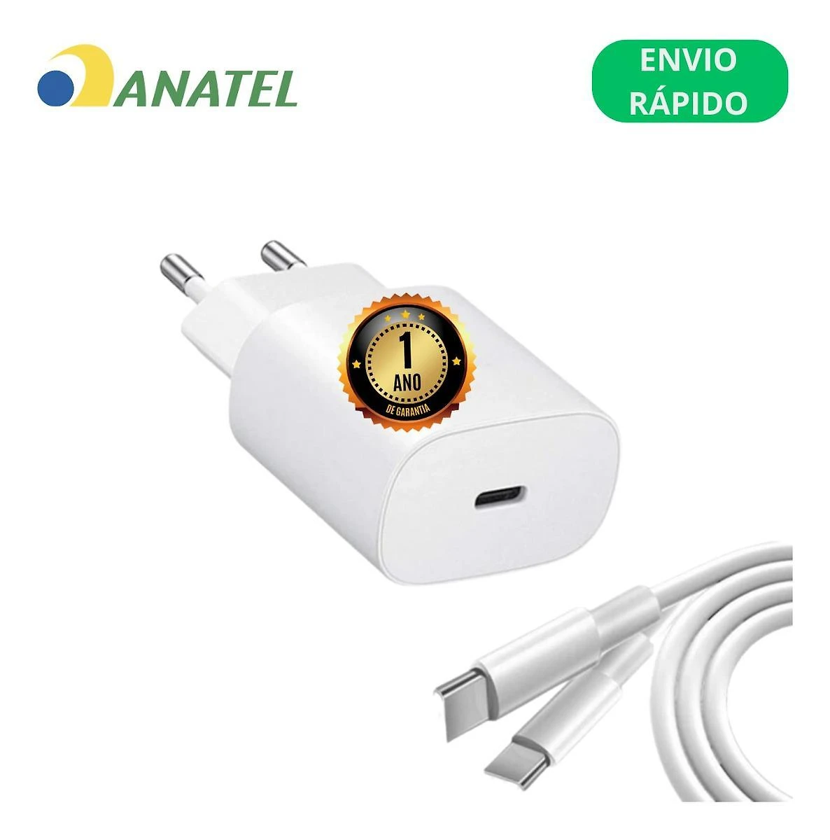 Miniatura Carregador Turbo Moto G e Moto Z - Kit Cabo + Fonte