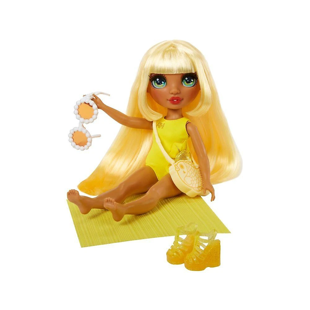 Boneca Rainbow Swim & Style Sunny 27cm com Wrap Personalizável Amarelo Rainbow