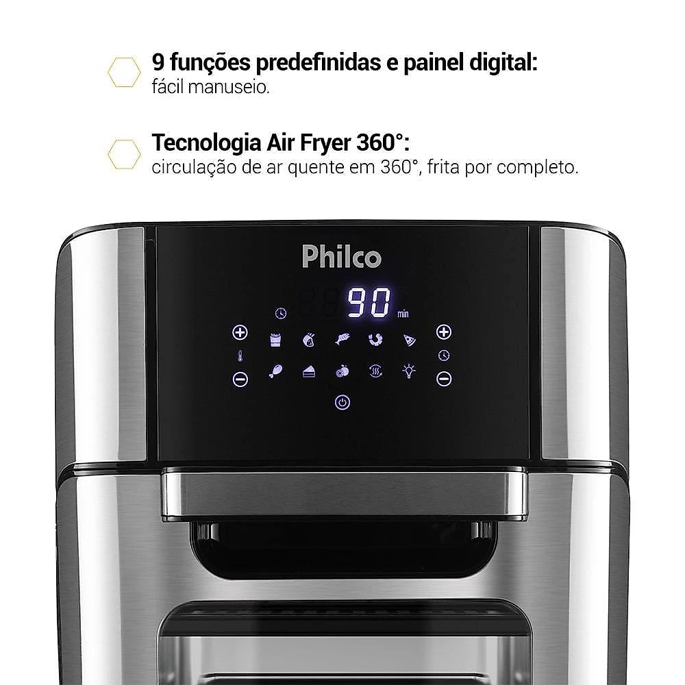 Fritadeira elétrica sem Óleo air fryer oven philco 12l pfr2200 preta 110