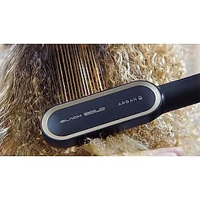 Escova Alisadora Mondial Black Gold Argan EA06 Cabo Giratório 230°C - Bivolt
