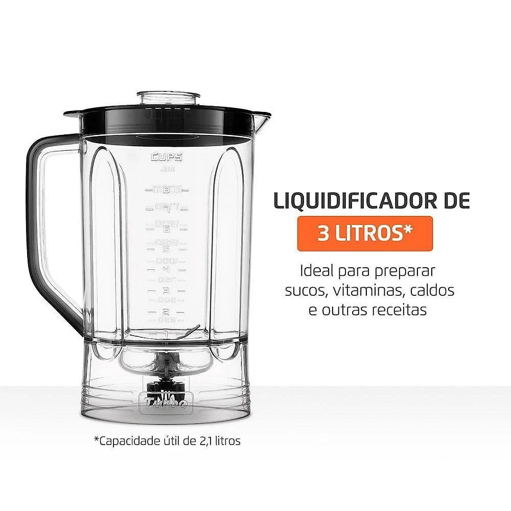 Multiprocessador Mondial Turbo Chef 3 em 1 MPN-02-BE 1000W Preto 110V