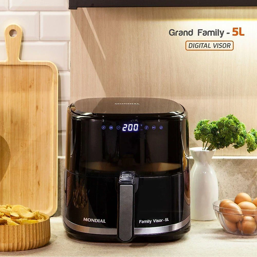 Fritadeira Sem Óleo Air Fryer Digital 5L Mondial Preto 2000w AF-50-DV 60hz 220V