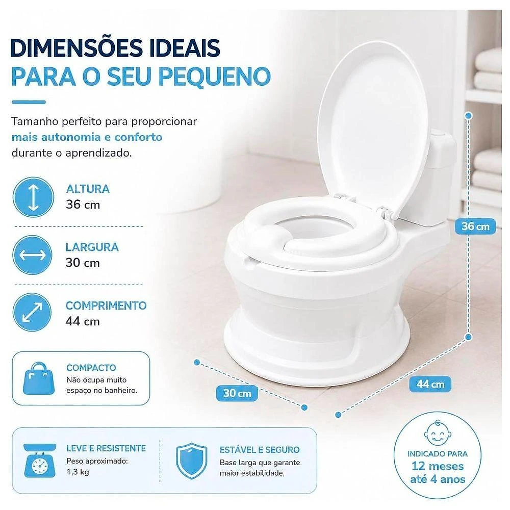 Troninho Privadinha Infantil Mini Vaso Desfralde Assento Redutor Removível Compartimento para Lenços