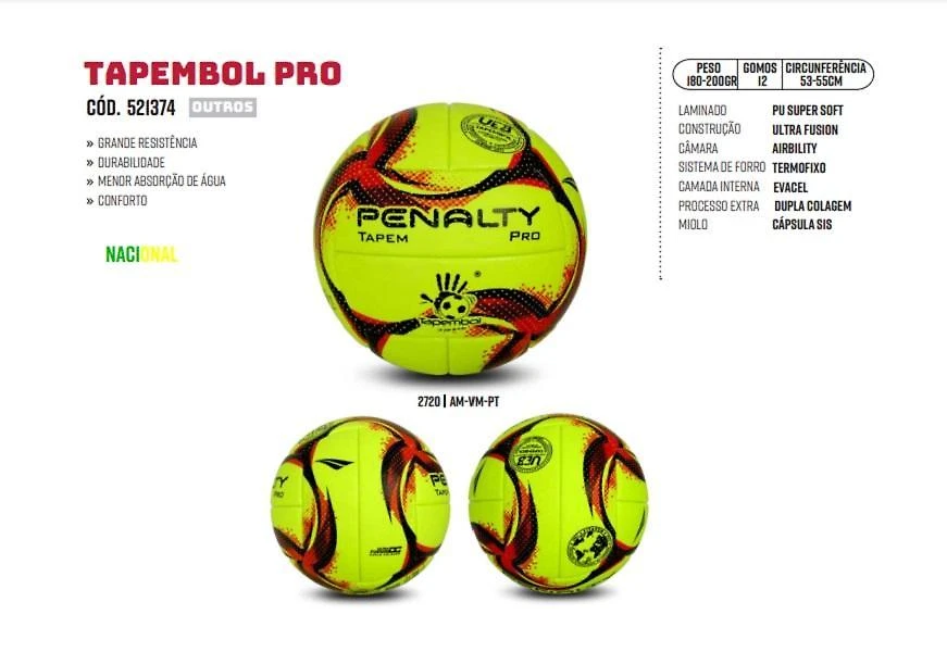 Miniatura Bola De Tapembol Penalty Pro Amarelo/Vermelho/Preto