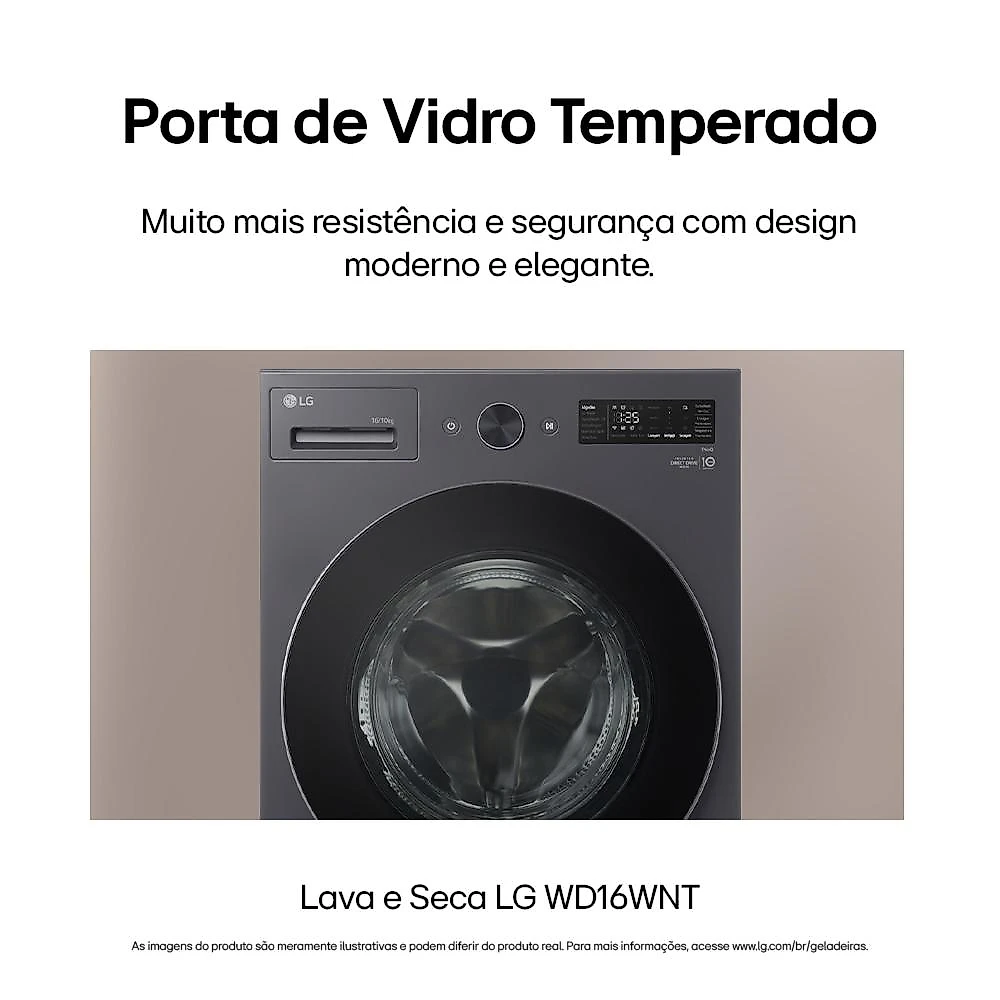 Lava e seca lg wd16gnts6 16kg/10kg ai dd wi-fi turbowash 360° vapor black inox 220