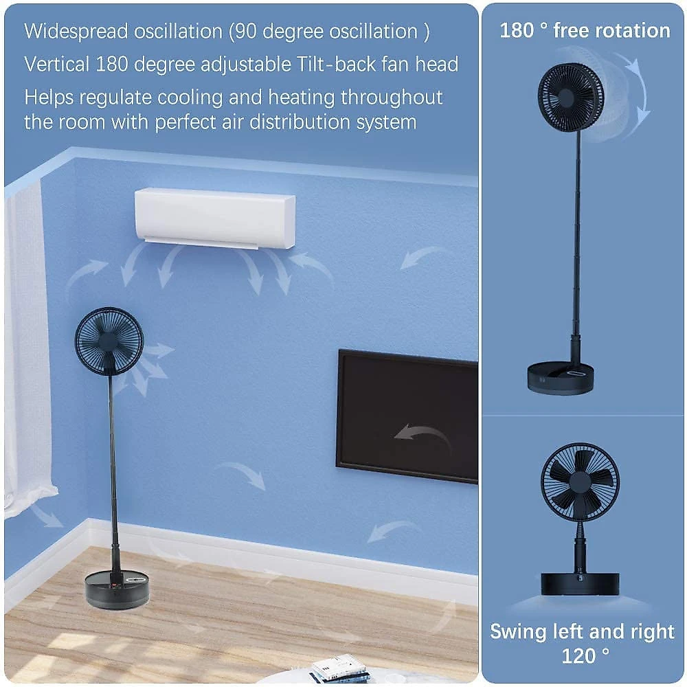 UNITEDTIME Ventilador de Mesa com 2 Alturas 4 Velocidades 110V Preto
