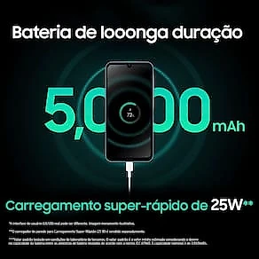 Smartphone Samsung Galaxy A15 4G Azul Escuro 128GB 4GB RAM Processador Octa-Core Câmera Tripla Traseira Selfie de 13MP Tela Infinita 6.5" 90Hz