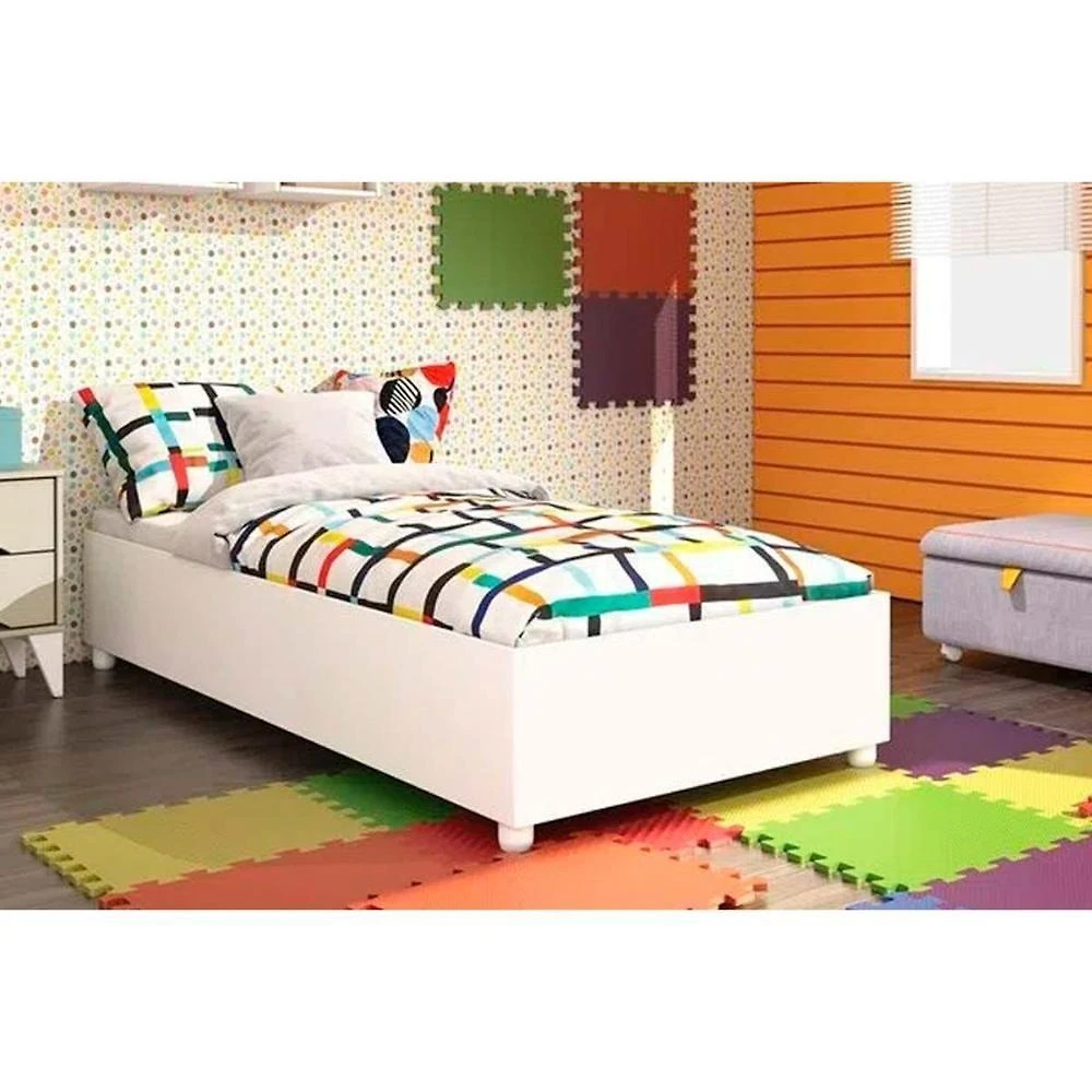Cama Solteiro Mônaco Branco/Neve - Tcil Móveis