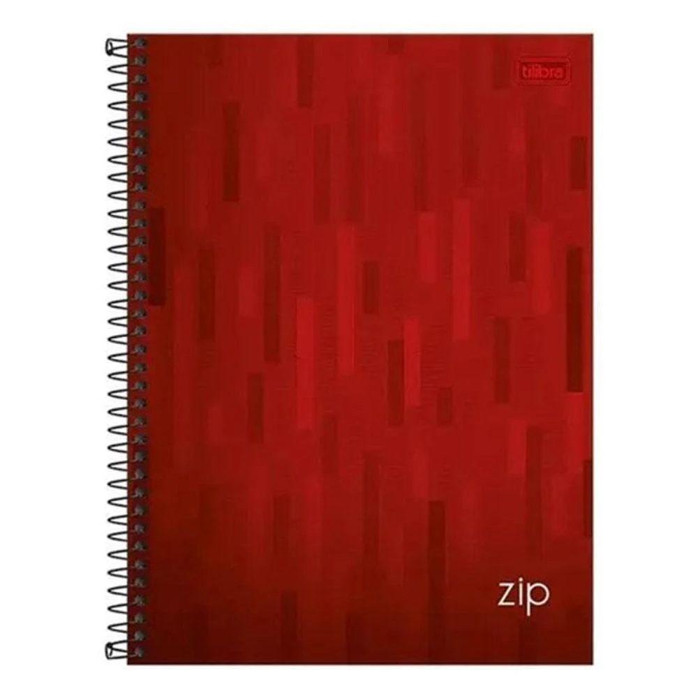 Caderno Espiral Universitário Zip Listras 10 Matérias Vermelho - Tilibra