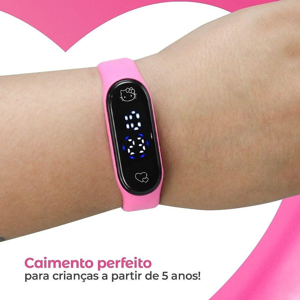 Oculos Sol + Pulseira + Relogio Digital Infantil Led Rosa