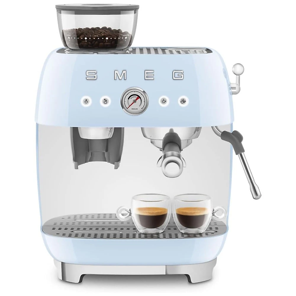 Cafeteira Espresso Semiautomática Smeg Retro, EGF03PBUS, Azul Pastel