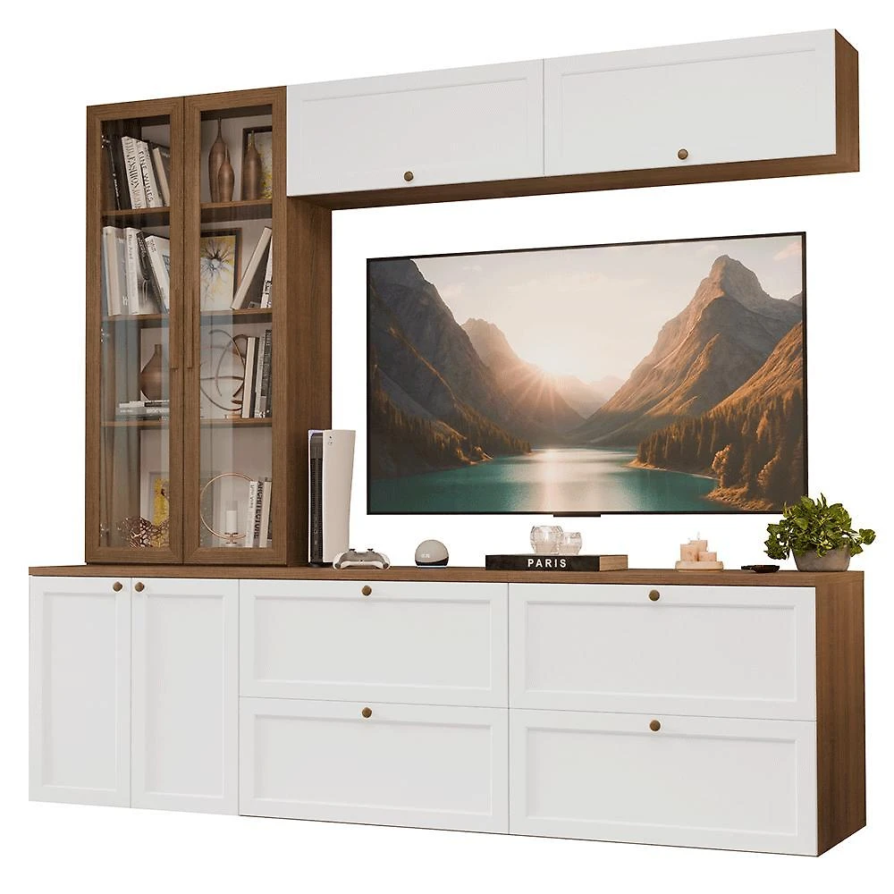 Estante sala de estar com rack + cristaleira 230cm vik madesa 02 r