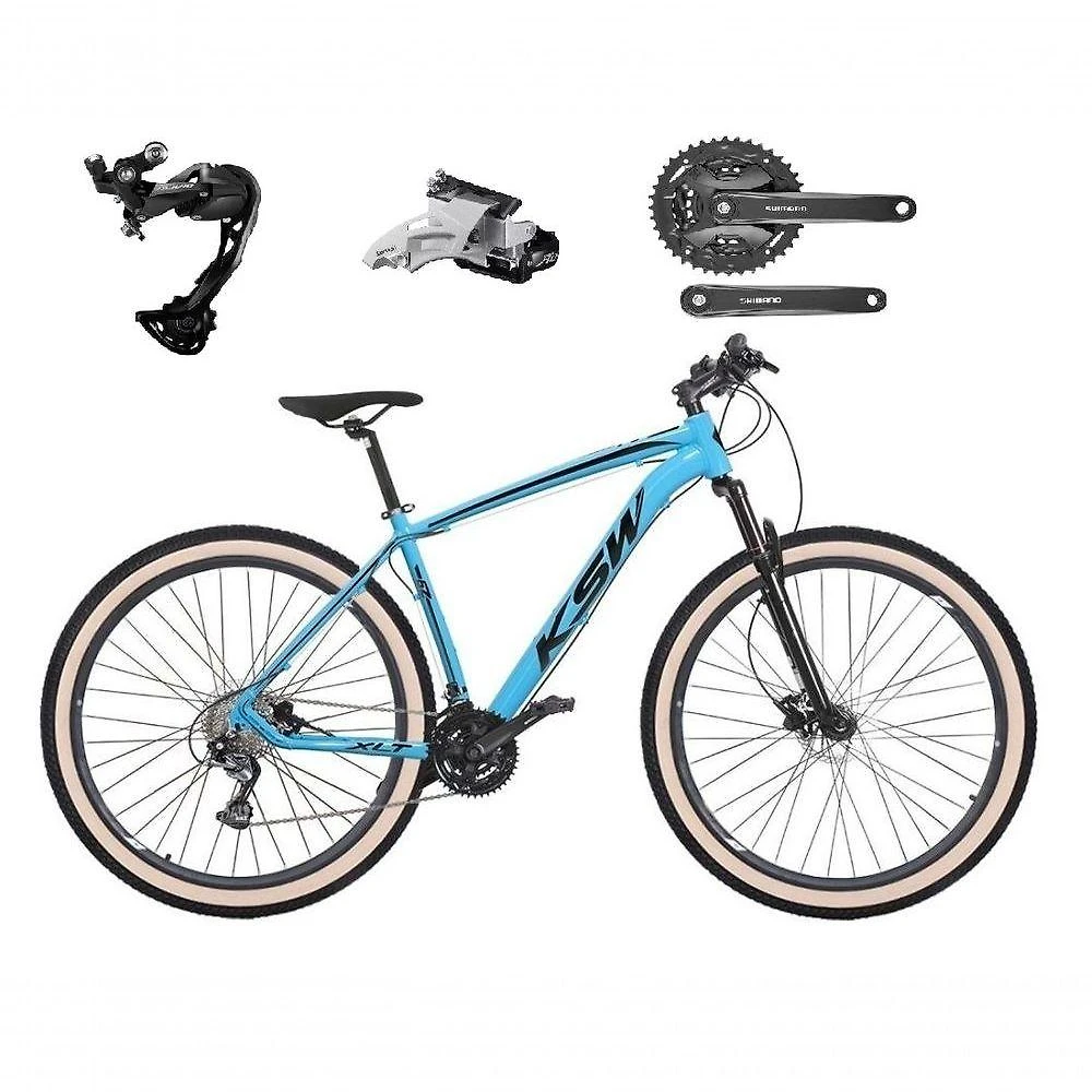 Bicicleta Aro 29 Ksw Xlt Alívio E Altus 27v Freio Hidráulico Garfo Trava Pneu Faixa - Azul Tam.21