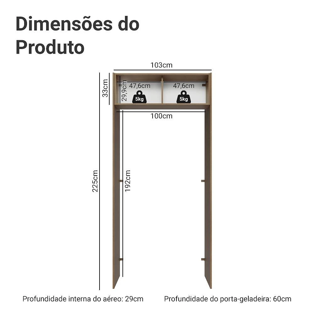 Porta-geladeira 103 cm 1 porta basculante rustic stella madesa