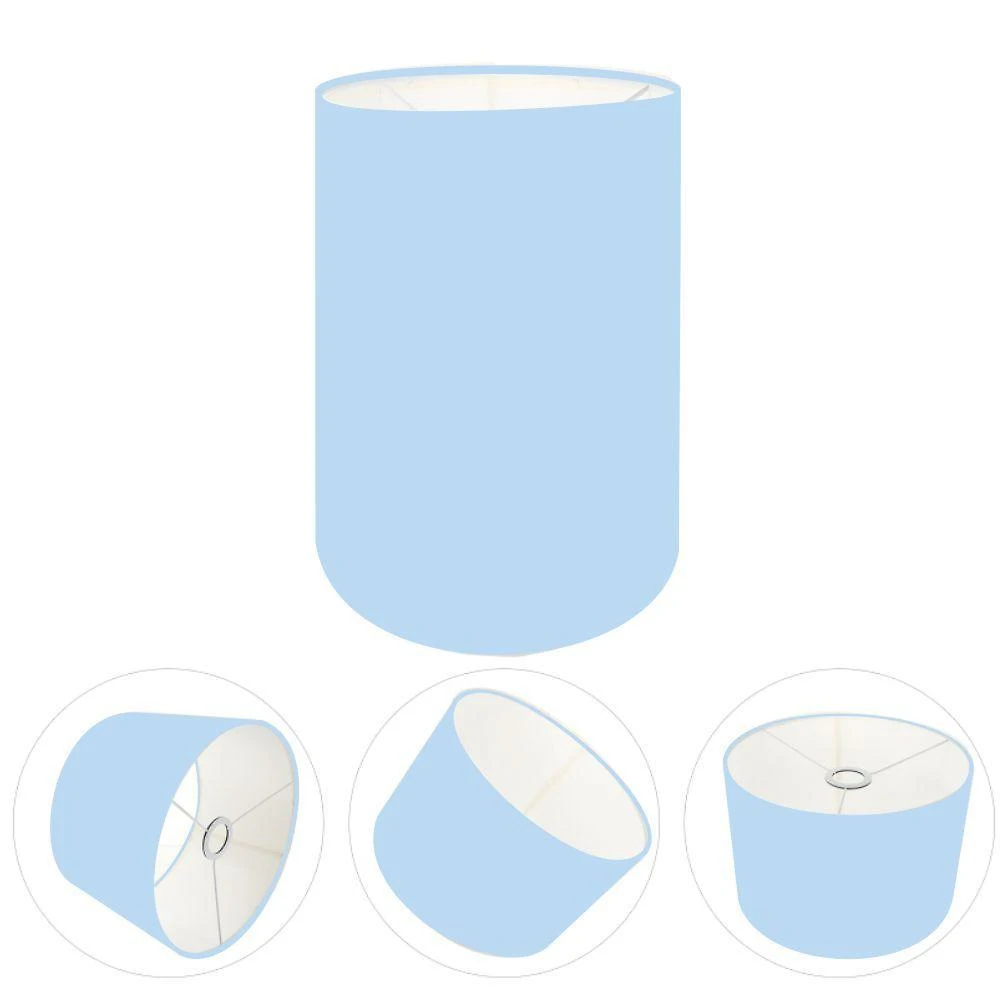 Cúpula Abajur E Luminária Cilíndrica Vivare Cp-7003 ø15x20cm - Bocal Nacional Azul-bebê
