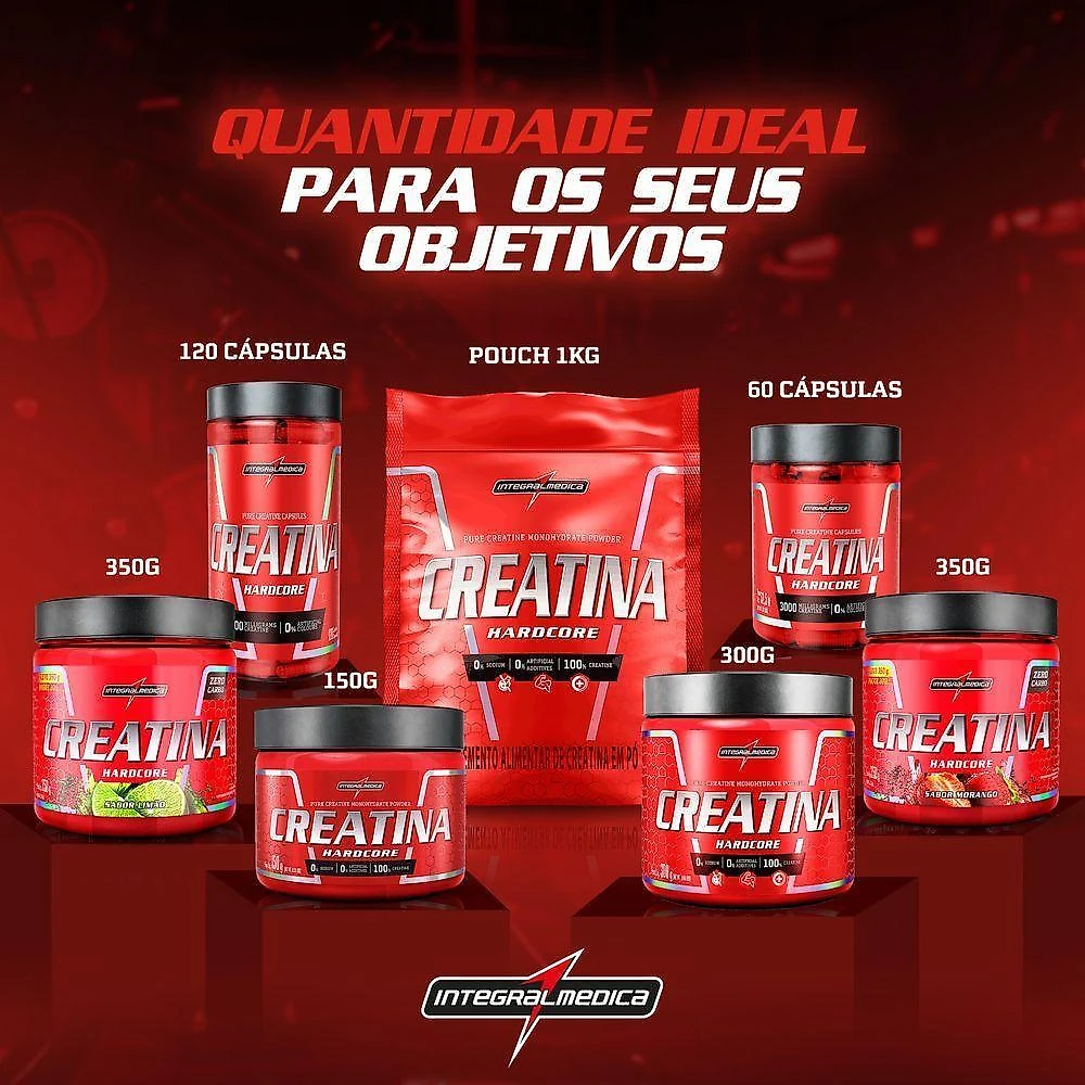 Creatina hardcore integralmédica com sabor 350g limão